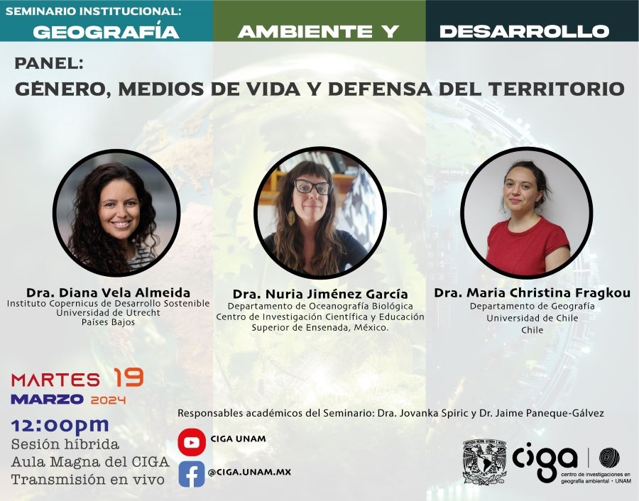 Seminario CIGA Geografía, ambiente y desarrollo: "Género, medios de vida y defensa del territorio"