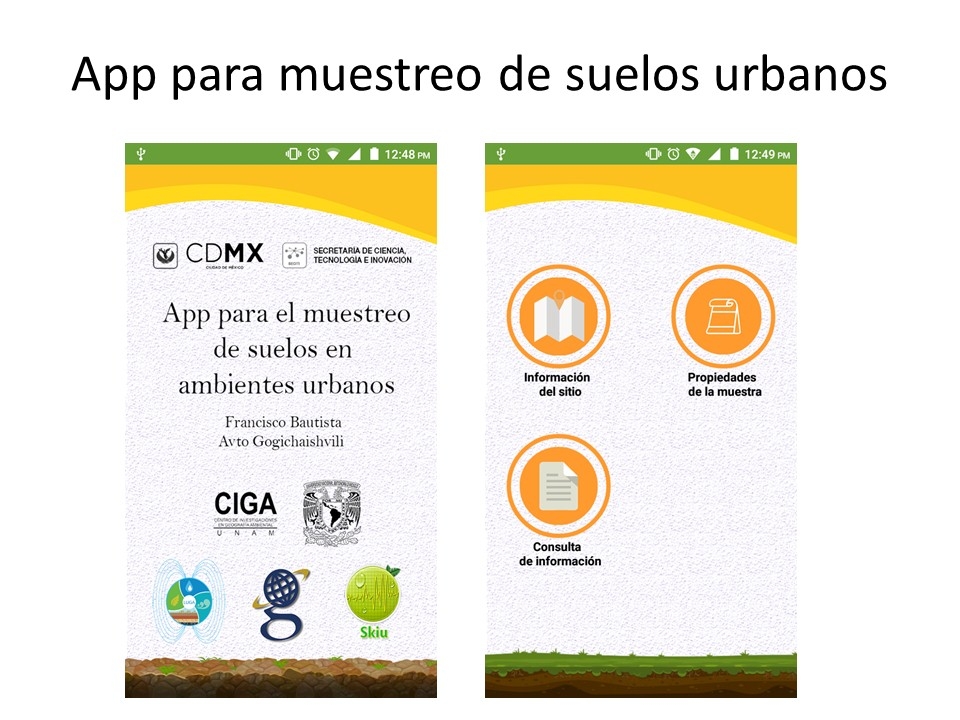 App para el muestreo de suelos, polvos y plantas en ambiente urbanos