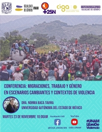 Seminario extraordinario &quot;Alexander von Humboldt&quot; y Comisión Interna de Igualdad de Género del CIGA: Migraciones, trabajo y género en escenarios cambiantes y contextos de violencia. Actividades por la jornada 25N-UNAM.