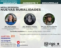 Seminario CIGA Geografía, ambiente y desarrollo: Mesa redonda &quot;Nuevas ruralidades&quot;